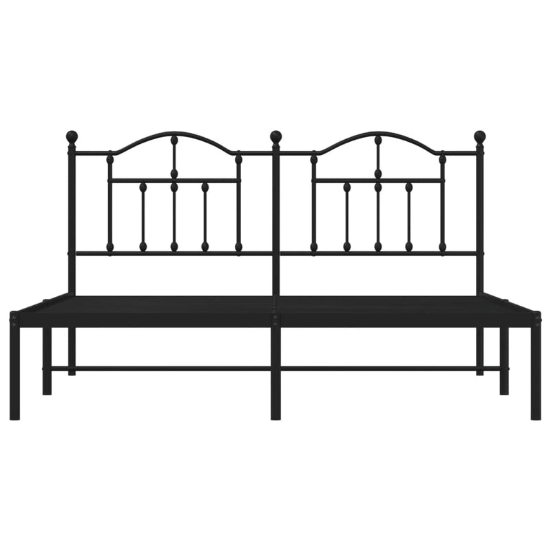 Metal Bed Frame without Mattress with Headboard Black 183x203 cm King