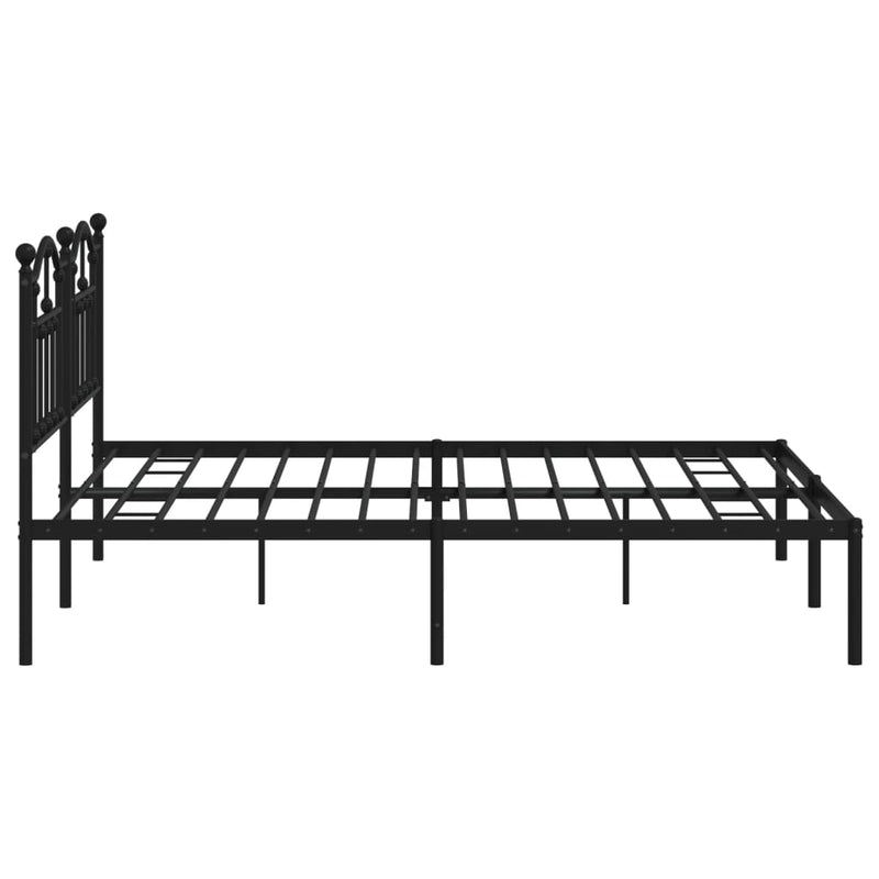 Metal Bed Frame without Mattress with Headboard Black 183x203 cm King