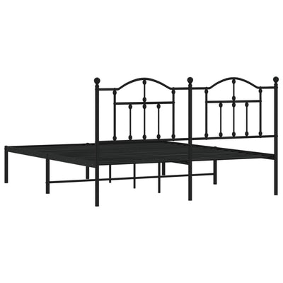 Metal Bed Frame without Mattress with Headboard Black 183x203 cm King