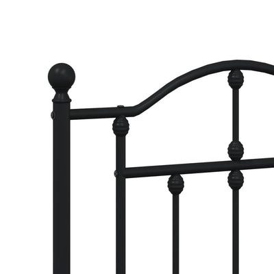 Metal Bed Frame without Mattress with Headboard Black 183x203 cm King