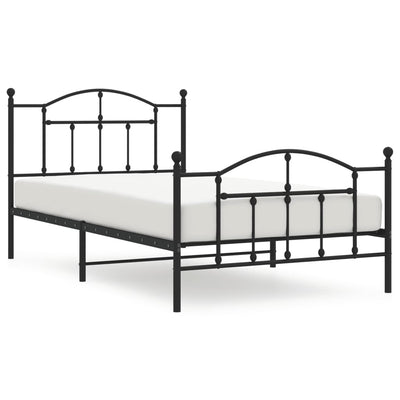 Metal Bed Frame without Mattress with Footboard Black 107x203 cm King Single