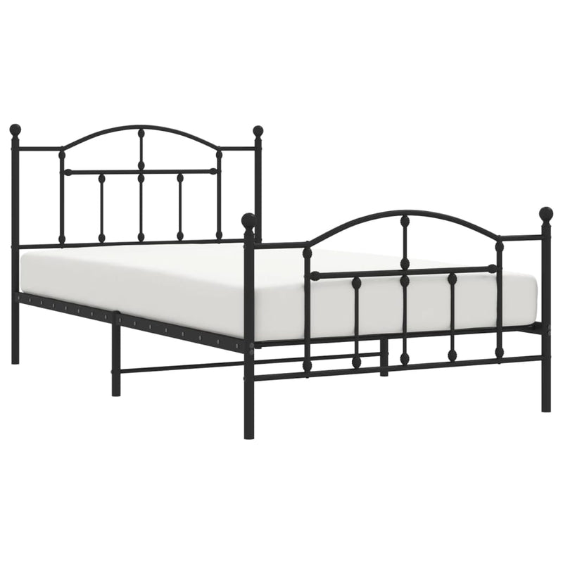 Metal Bed Frame without Mattress with Footboard Black 107x203 cm King Single