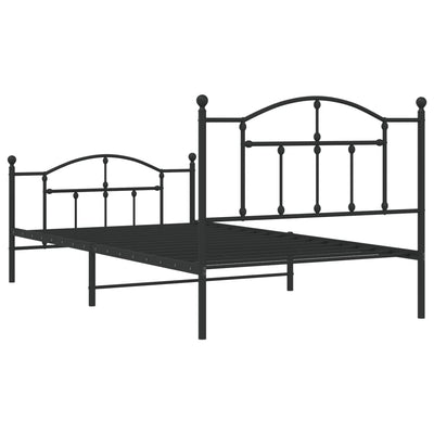 Metal Bed Frame without Mattress with Footboard Black 107x203 cm King Single