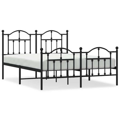 Metal Bed Frame without Mattress with Footboard Black 150x200 cm