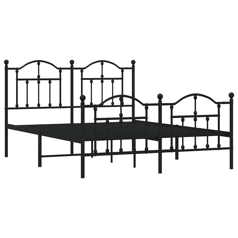 Metal Bed Frame without Mattress with Footboard Black 150x200 cm