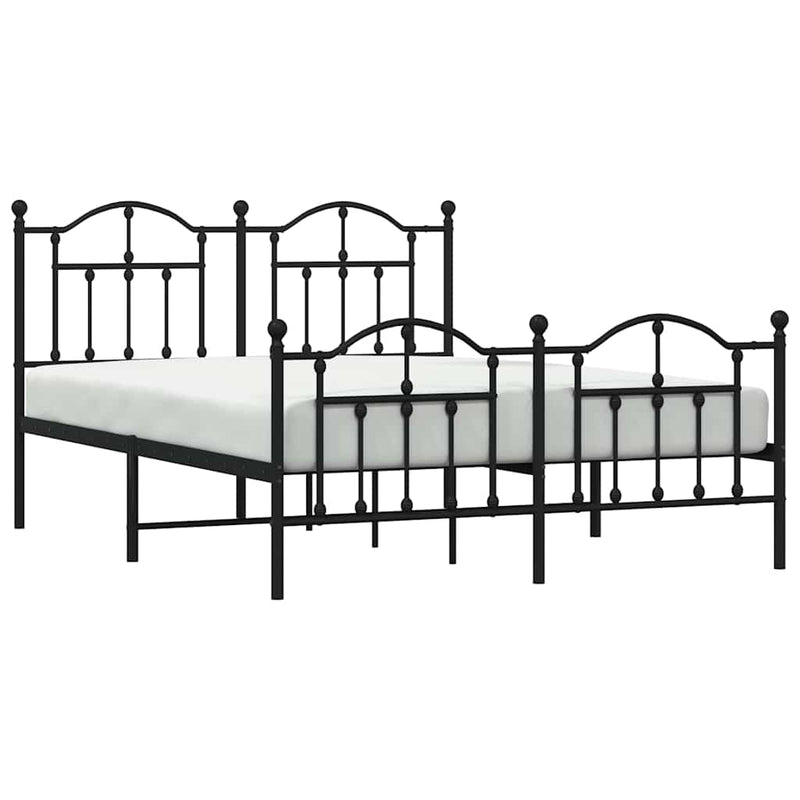 Metal Bed Frame without Mattress with Footboard Black 150x200 cm