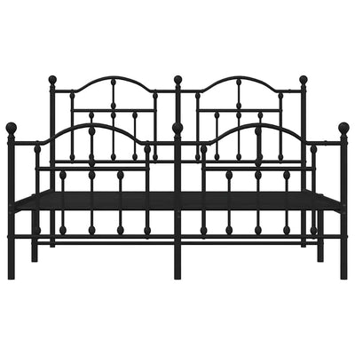 Metal Bed Frame without Mattress with Footboard Black 150x200 cm