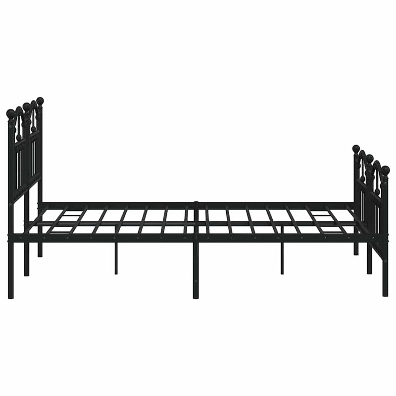 Metal Bed Frame without Mattress with Footboard Black 150x200 cm