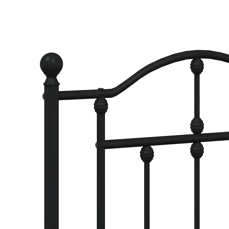 Metal Bed Frame without Mattress with Footboard Black 150x200 cm