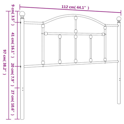 Metal Headboard Black 107 cm King Single