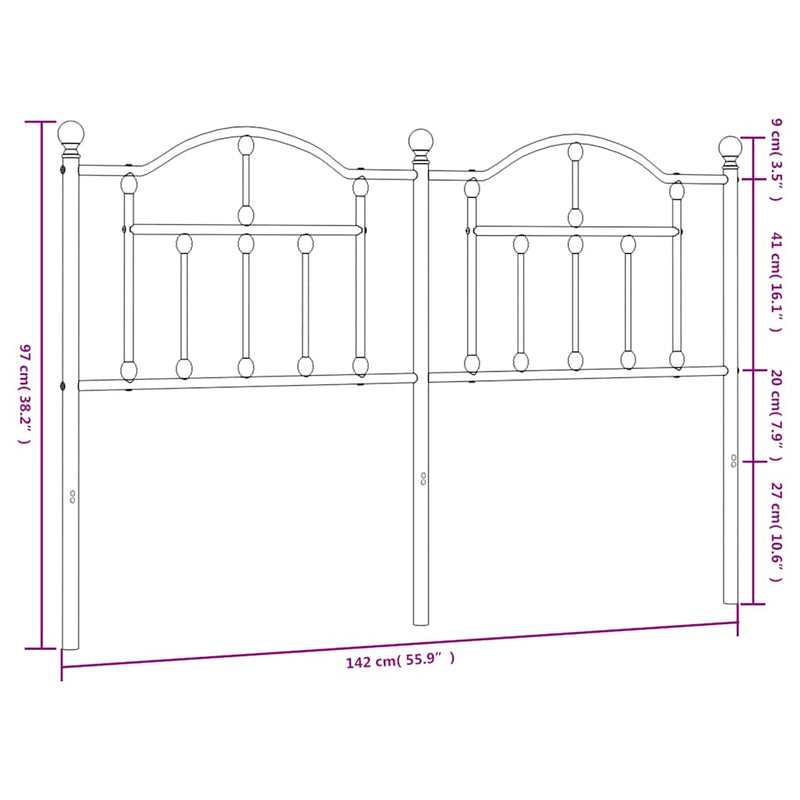 Metal Headboard Black 137 cm Double