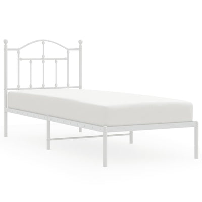 Metal Bed Frame without Mattress with Headboard White 90x190 cm