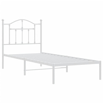 Metal Bed Frame without Mattress with Headboard White 90x190 cm