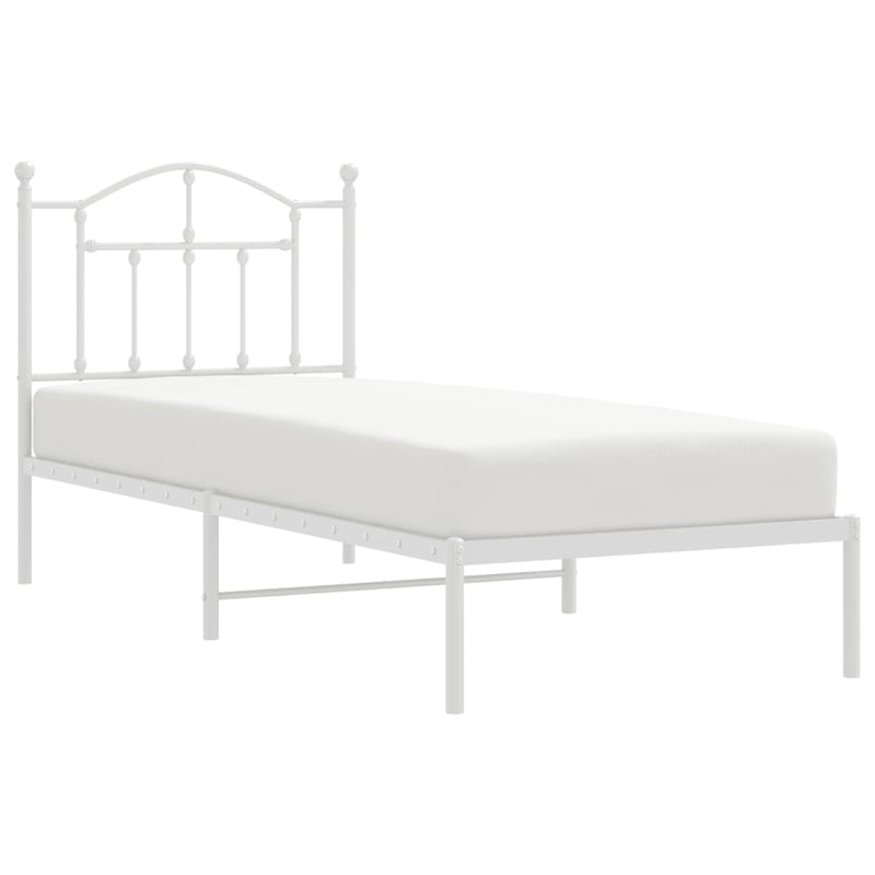 Metal Bed Frame without Mattress with Headboard White 90x190 cm