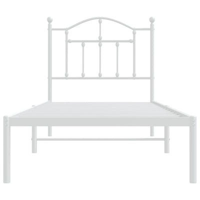 Metal Bed Frame without Mattress with Headboard White 90x190 cm