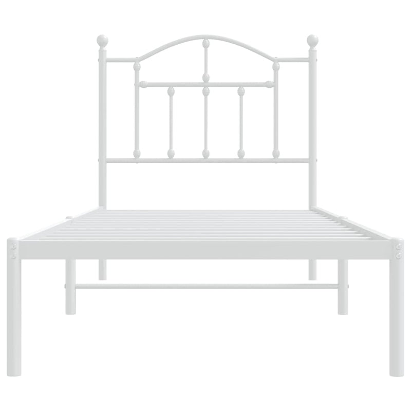 Metal Bed Frame without Mattress with Headboard White 90x190 cm