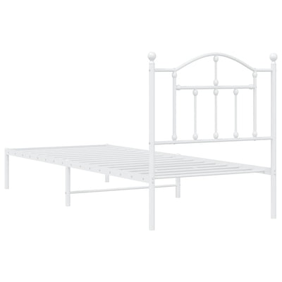 Metal Bed Frame without Mattress with Headboard White 90x190 cm