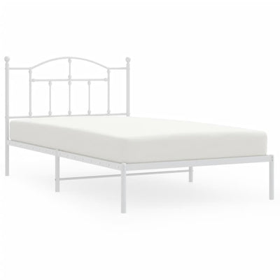 Metal Bed Frame without Mattress with Headboard White 107x203 cm King Single