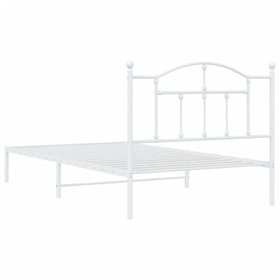 Metal Bed Frame without Mattress with Headboard White 107x203 cm King Single