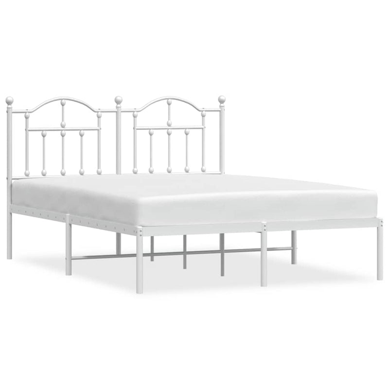 Metal Bed Frame without Mattress with Headboard White 135x190 cm