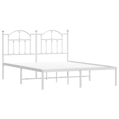 Metal Bed Frame without Mattress with Headboard White 135x190 cm