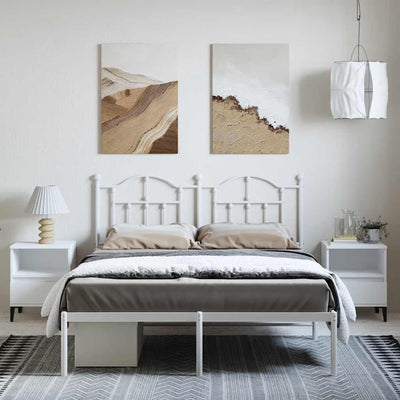 Metal Bed Frame without Mattress with Headboard White 135x190 cm