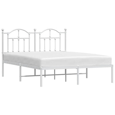 Metal Bed Frame without Mattress with Headboard White 135x190 cm