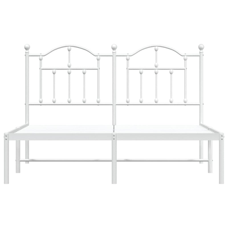 Metal Bed Frame without Mattress with Headboard White 135x190 cm