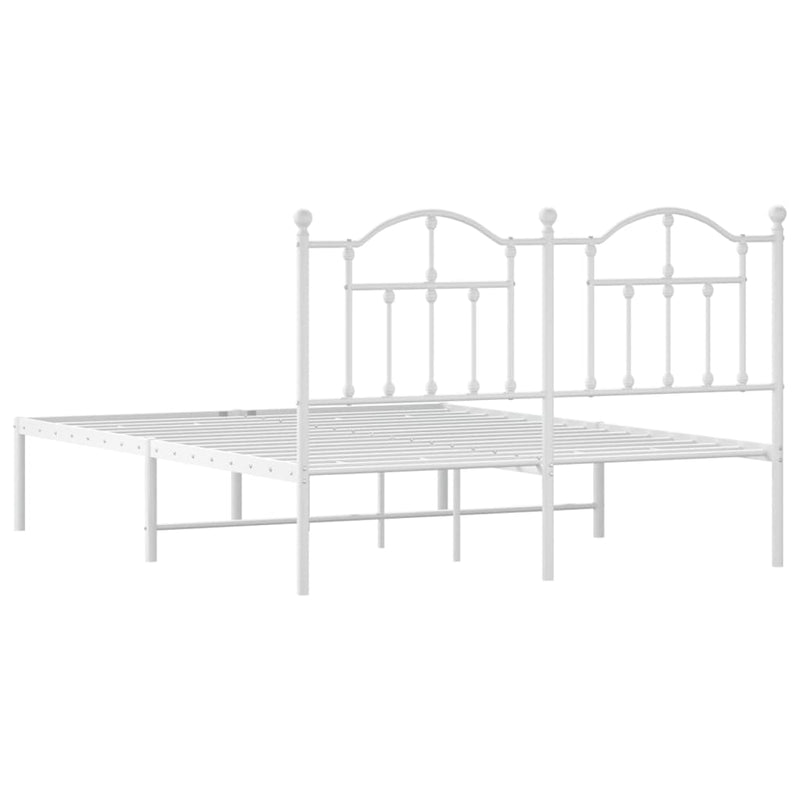 Metal Bed Frame without Mattress with Headboard White 135x190 cm