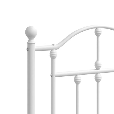 Metal Bed Frame without Mattress with Headboard White 135x190 cm