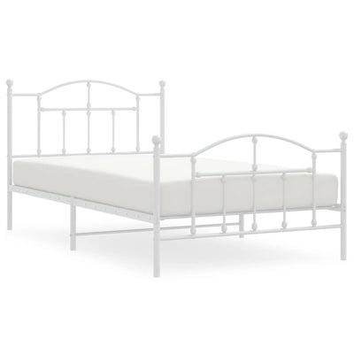 Metal Bed Frame without Mattress with Footboard White 107x203 cm King Single