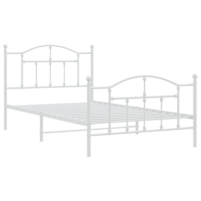 Metal Bed Frame without Mattress with Footboard White 107x203 cm King Single