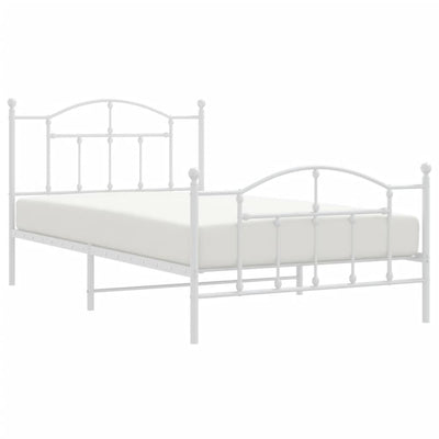 Metal Bed Frame without Mattress with Footboard White 107x203 cm King Single