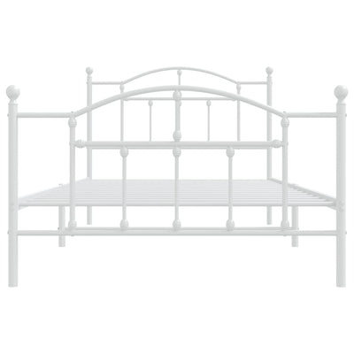 Metal Bed Frame without Mattress with Footboard White 107x203 cm King Single