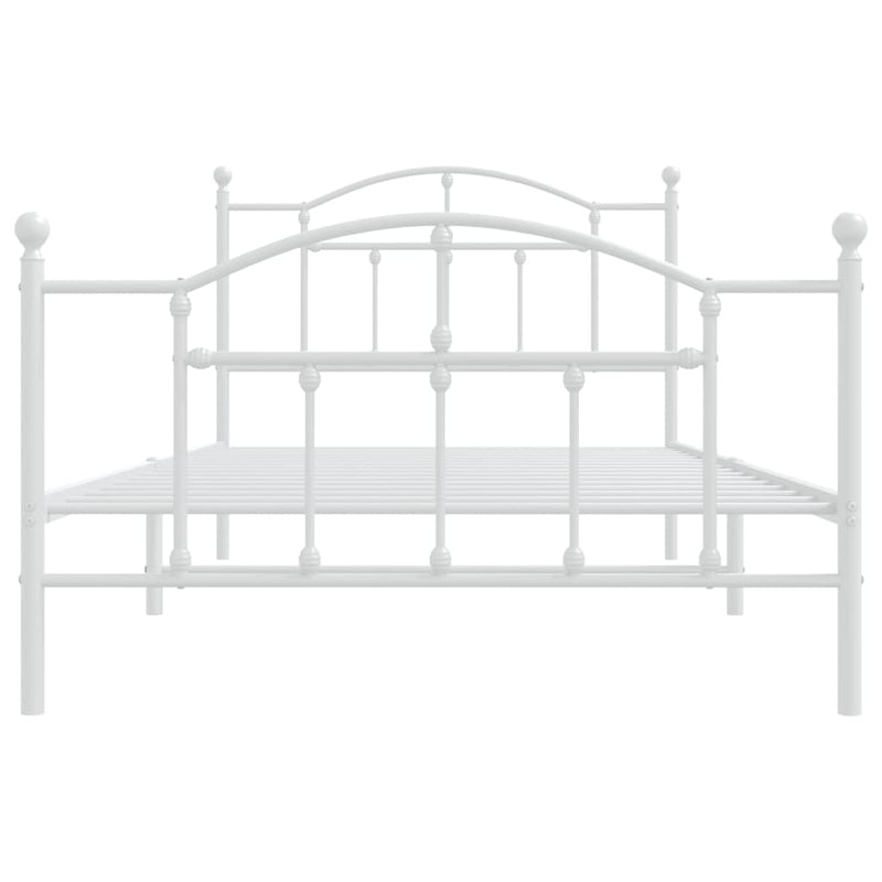 Metal Bed Frame without Mattress with Footboard White 107x203 cm King Single