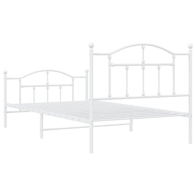 Metal Bed Frame without Mattress with Footboard White 107x203 cm King Single