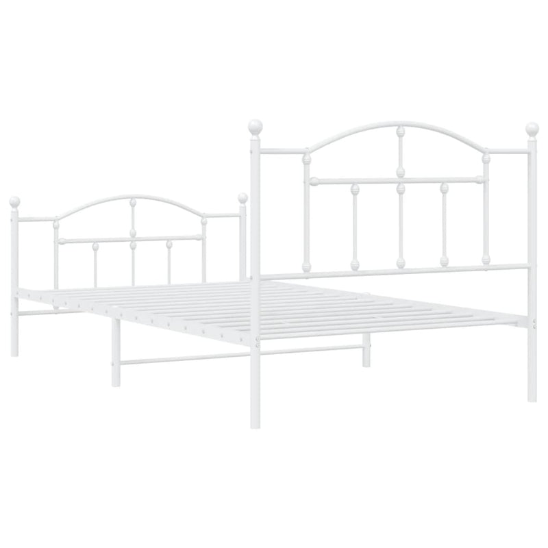 Metal Bed Frame without Mattress with Footboard White 107x203 cm King Single