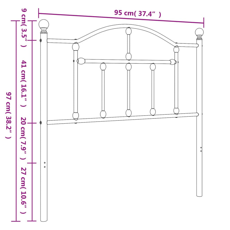 Metal Headboard White 90 cm