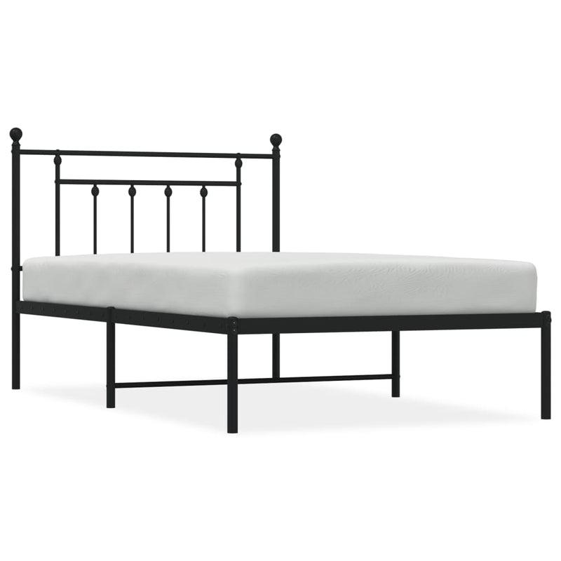 Metal Bed Frame without Mattress with Headboard Black 107x203 cm King Single