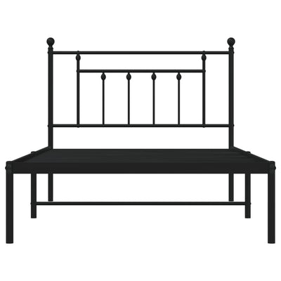 Metal Bed Frame without Mattress with Headboard Black 107x203 cm King Single