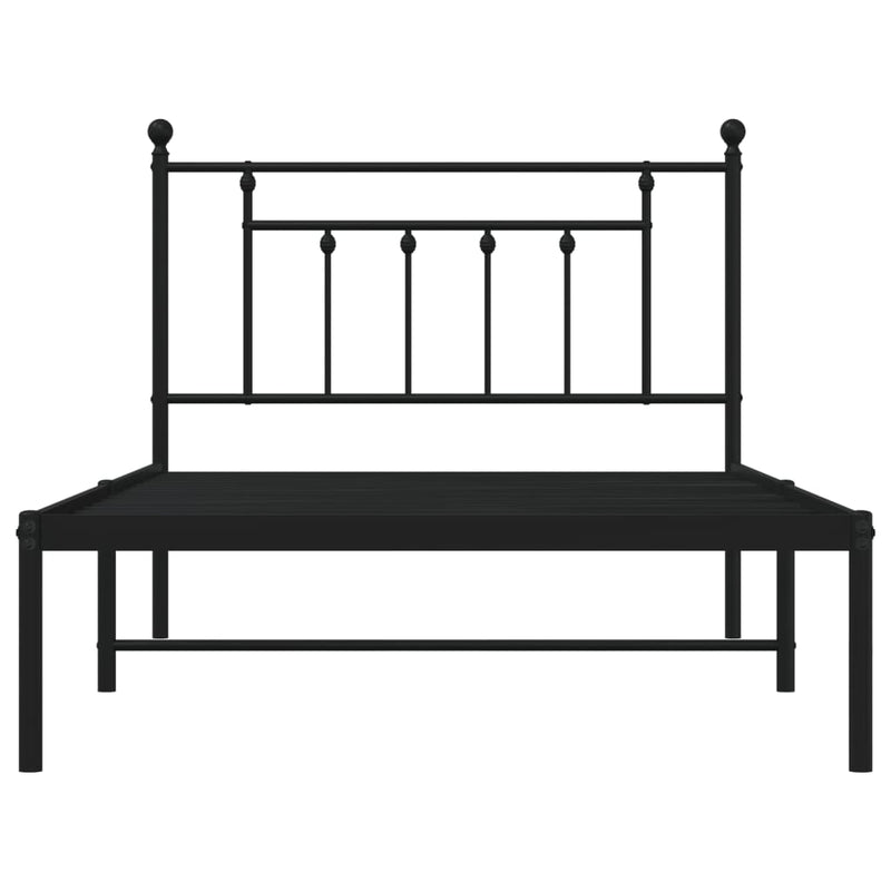 Metal Bed Frame without Mattress with Headboard Black 107x203 cm King Single