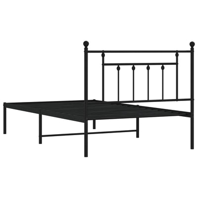 Metal Bed Frame without Mattress with Headboard Black 107x203 cm King Single