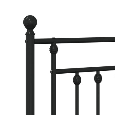 Metal Bed Frame without Mattress with Headboard Black 107x203 cm King Single