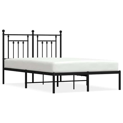 Metal Bed Frame without Mattress with Headboard Black 135x190 cm