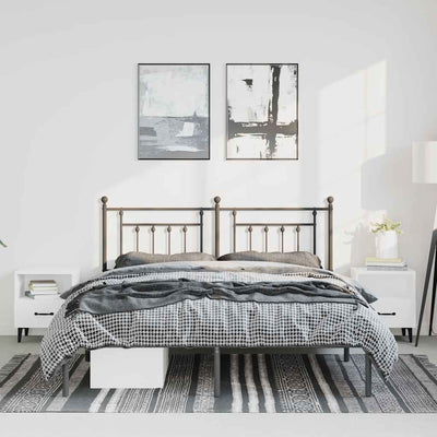 Metal Bed Frame without Mattress with Headboard Black 135x190 cm