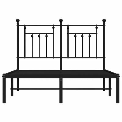 Metal Bed Frame without Mattress with Headboard Black 135x190 cm