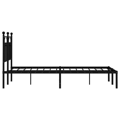 Metal Bed Frame without Mattress with Headboard Black 135x190 cm