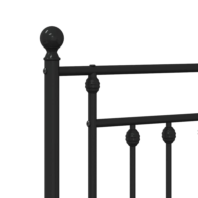 Metal Bed Frame without Mattress with Headboard Black 135x190 cm