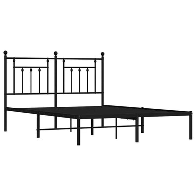 Metal Bed Frame without Mattress with Headboard Black 150x200 cm