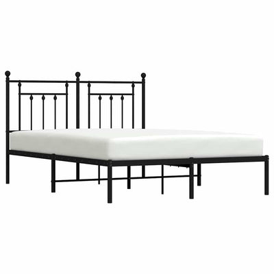 Metal Bed Frame without Mattress with Headboard Black 150x200 cm